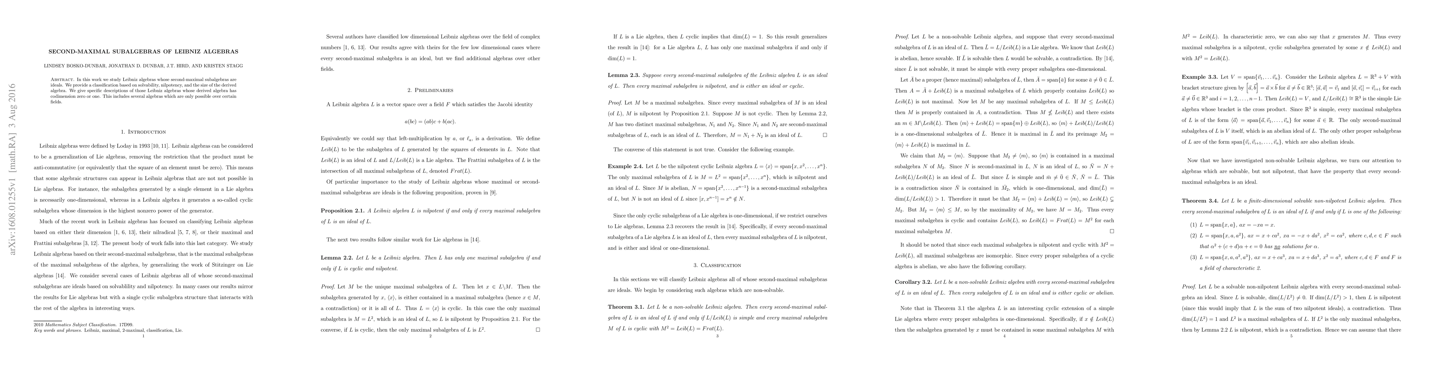 Thumbnail for Second-Maximal Subalgebras of Leibniz Algebras