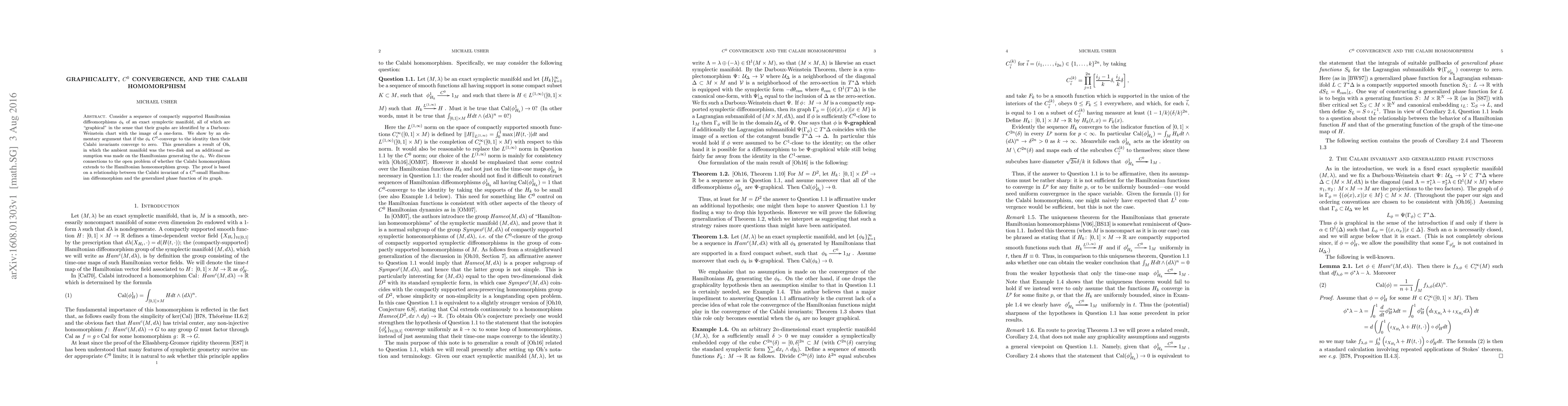 Thumbnail for Graphicality, C^0 convergence, and the Calabi homomorphism