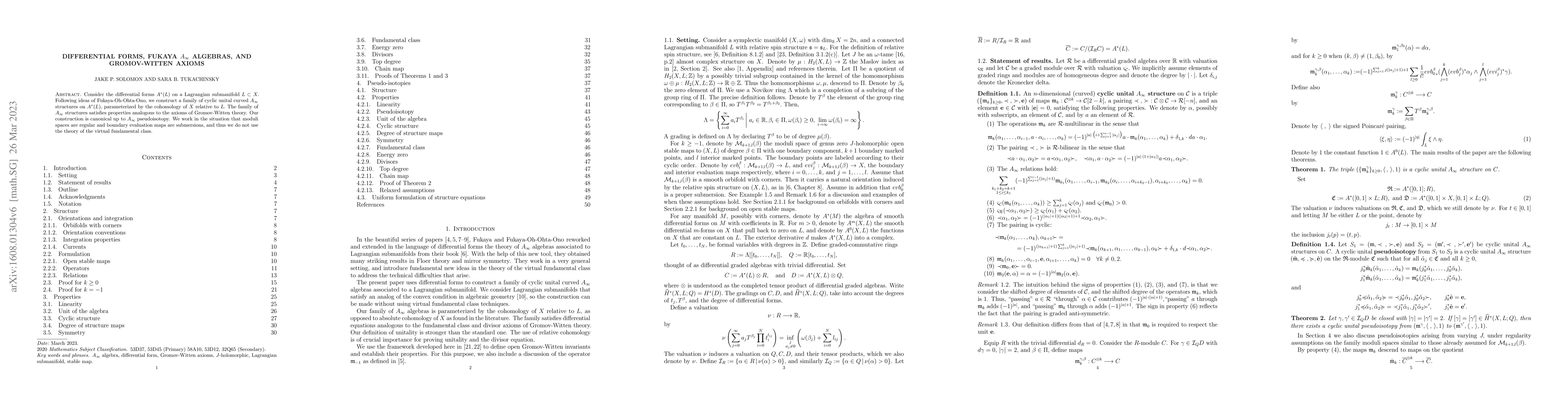 Thumbnail for Differential forms, Fukaya $A_\infty$ algebras, and Gromov-Witten axioms