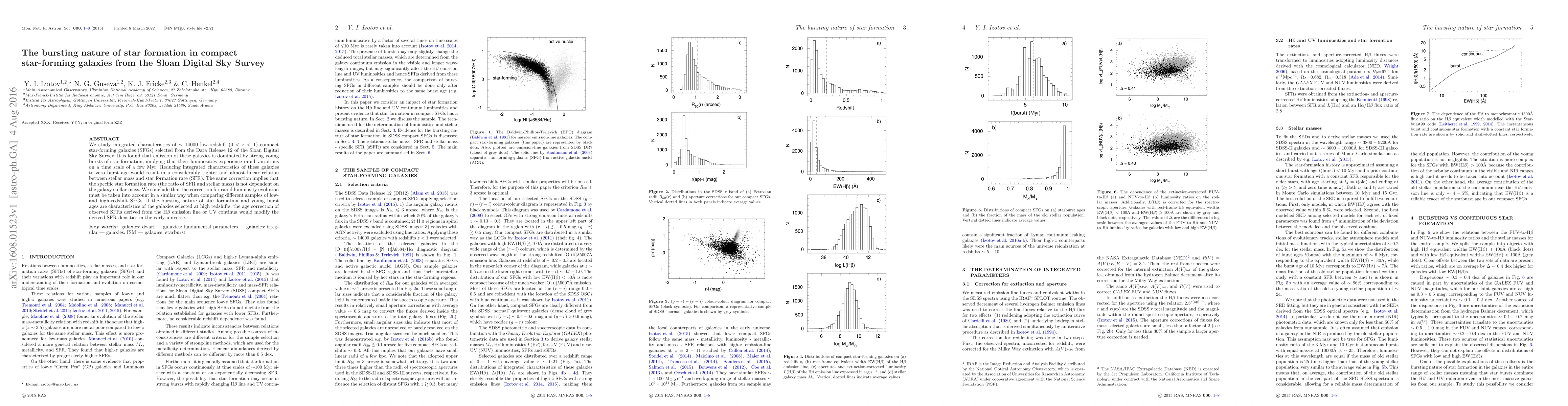Thumbnail for The bursting nature of star formation in compact star-forming galaxies
  from the Sloan Digital Sky Survey