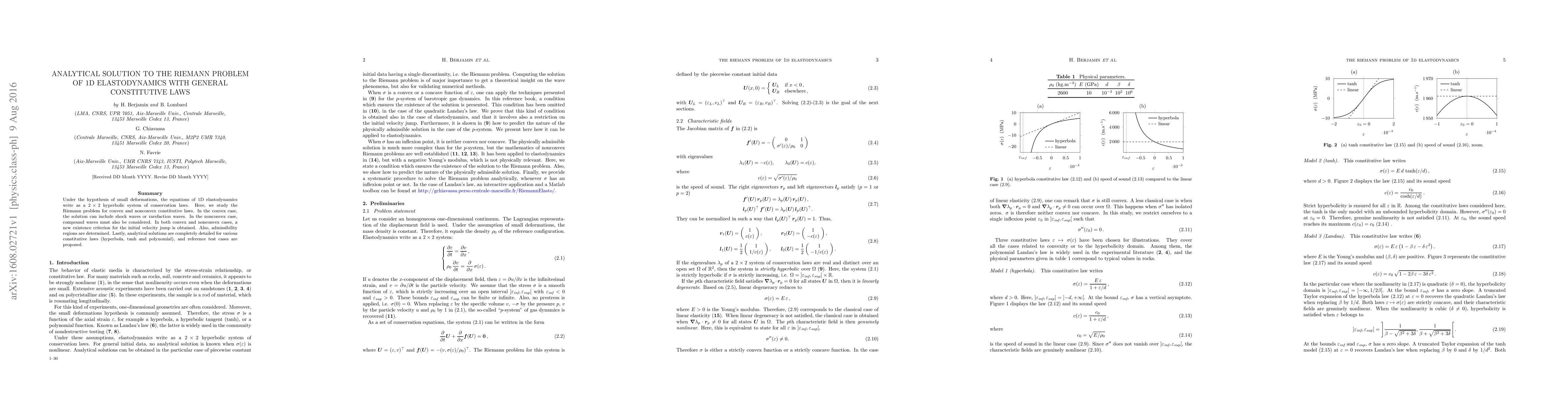 Thumbnail for Analytical solution to the Riemann problem of 1D elastodynamics with
  general constitutive laws
