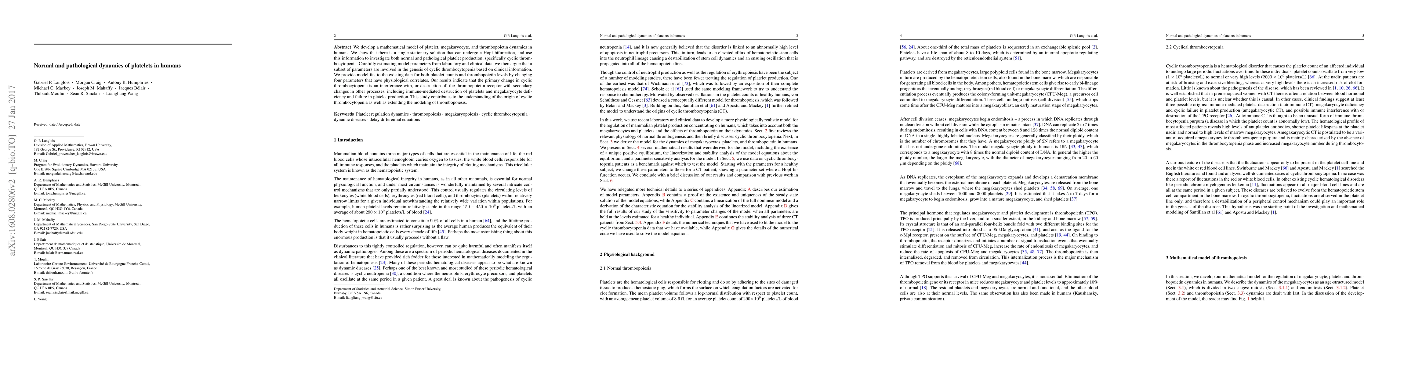 Thumbnail for Normal and pathological dynamics of platelets in humans