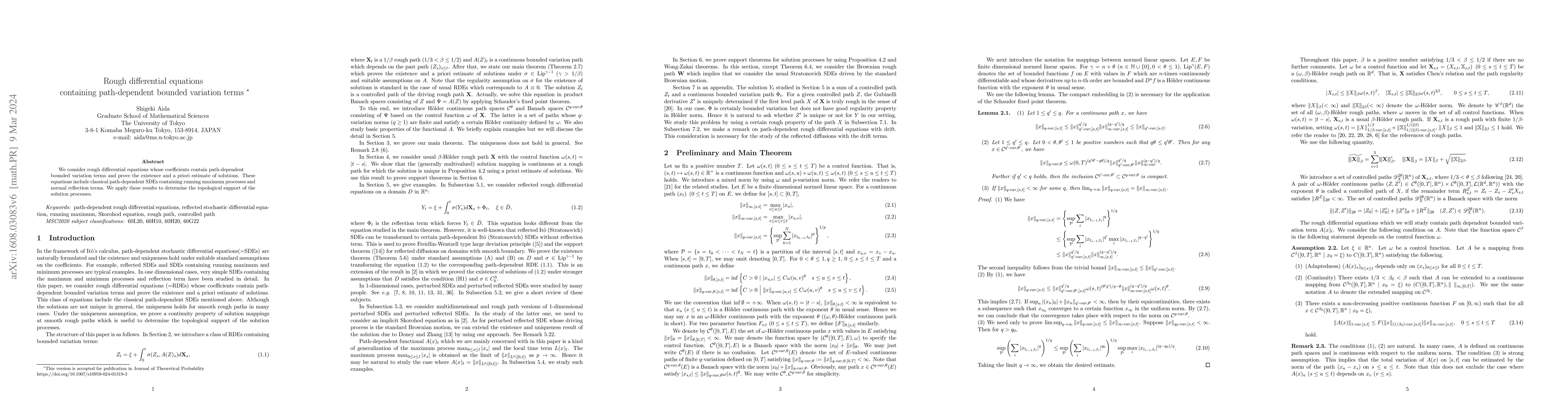 Thumbnail for Rough differential equations containing path-dependent bounded variation
  terms