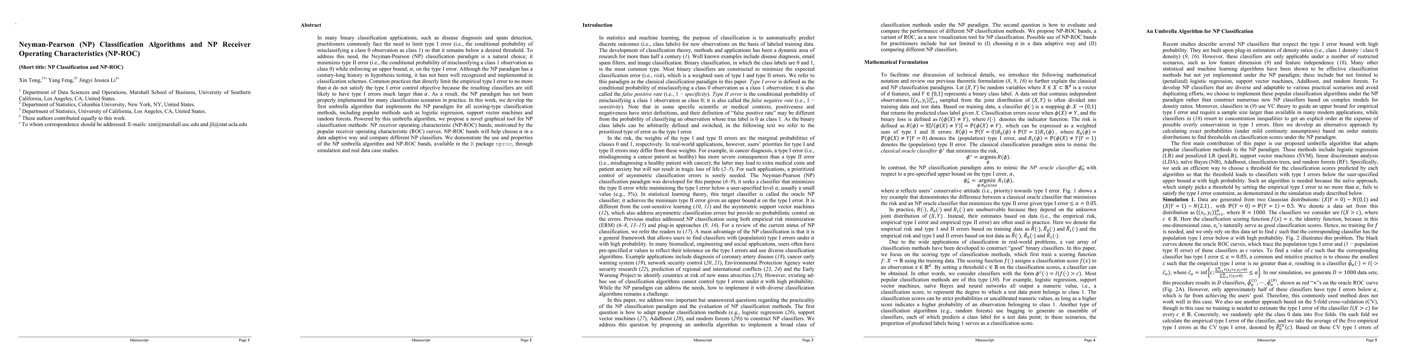 Thumbnail for Neyman-Pearson (NP) classification algorithms and NP receiver operating
  characteristics (NP-ROC)
