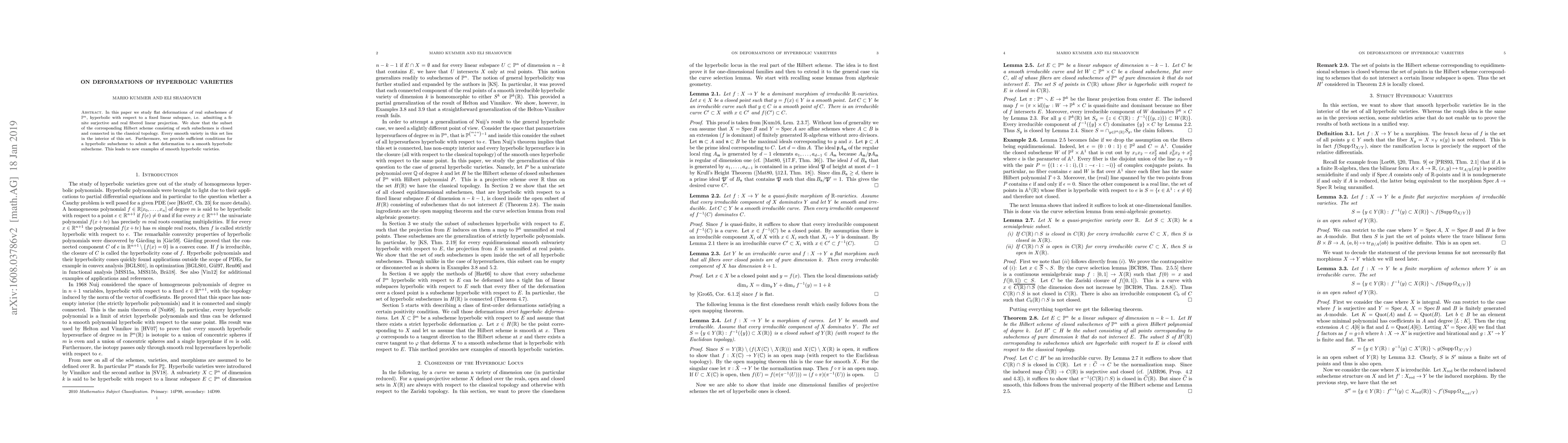 Thumbnail for On Deformations of Hyperbolic Varities