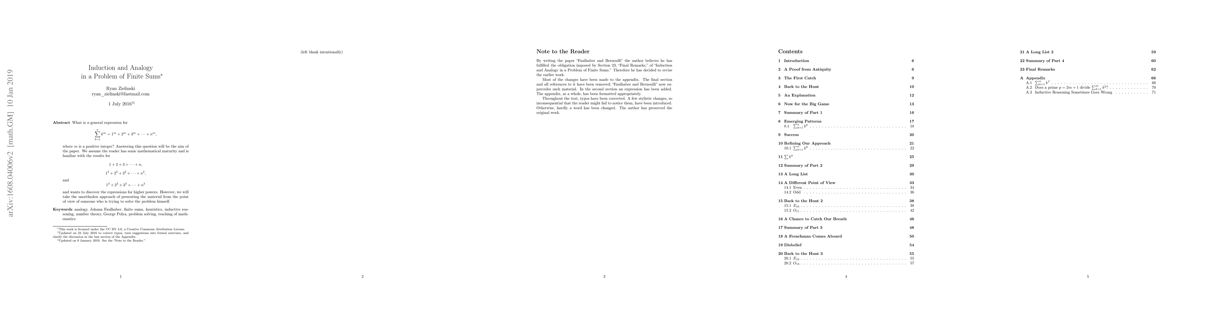 Thumbnail for Induction and Analogy in a Problem of Finite Sums