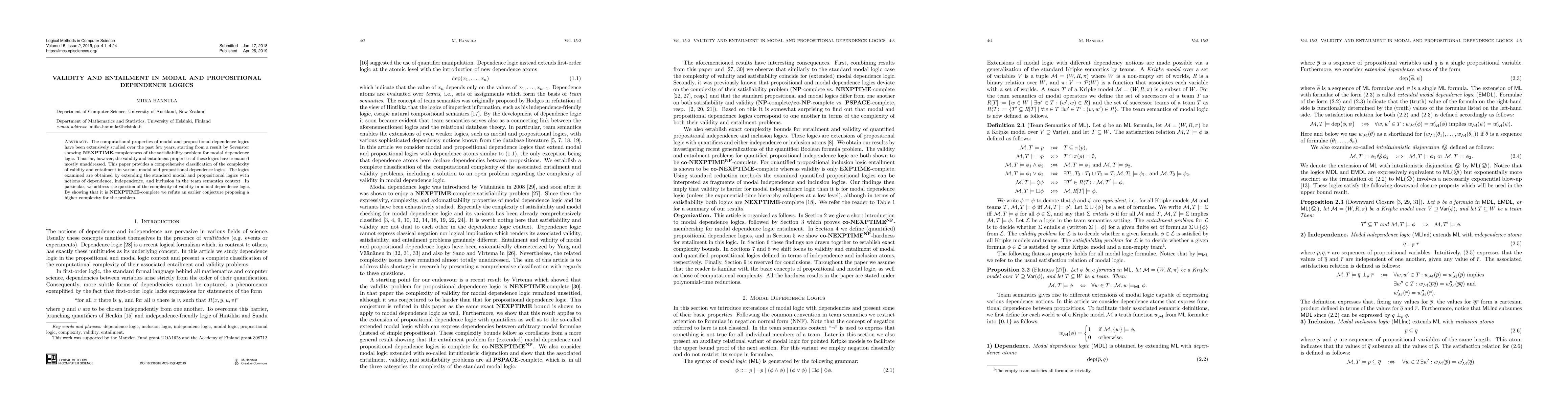 Thumbnail for Validity and Entailment in Modal and Propositional Dependence Logics