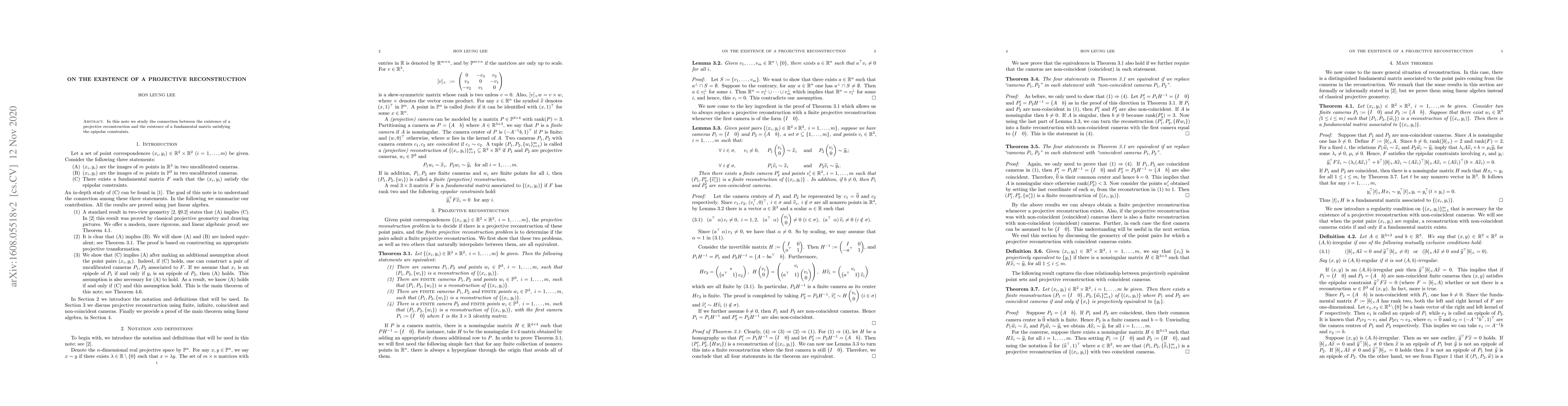 Thumbnail for On the Existence of a Projective Reconstruction