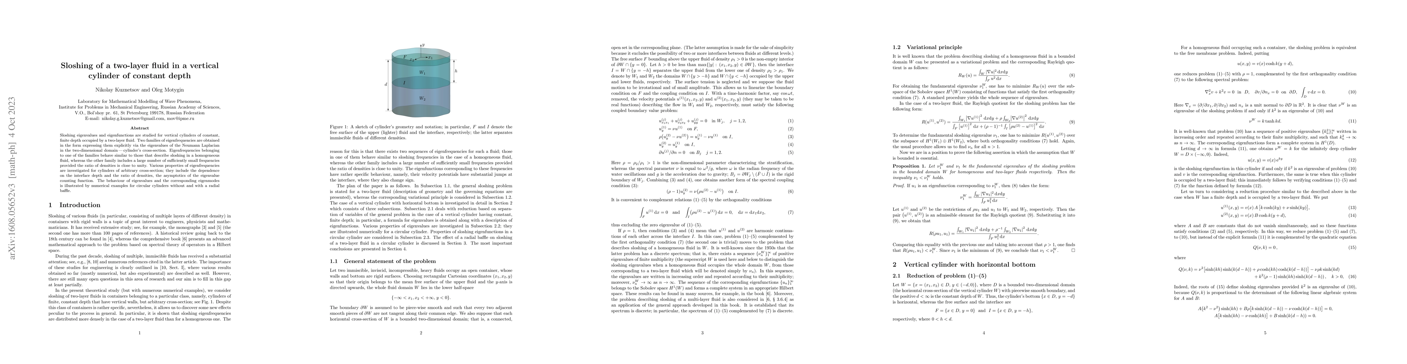 Thumbnail for Sloshing of a two-layer fluid in a vertical cylinder of constant depth