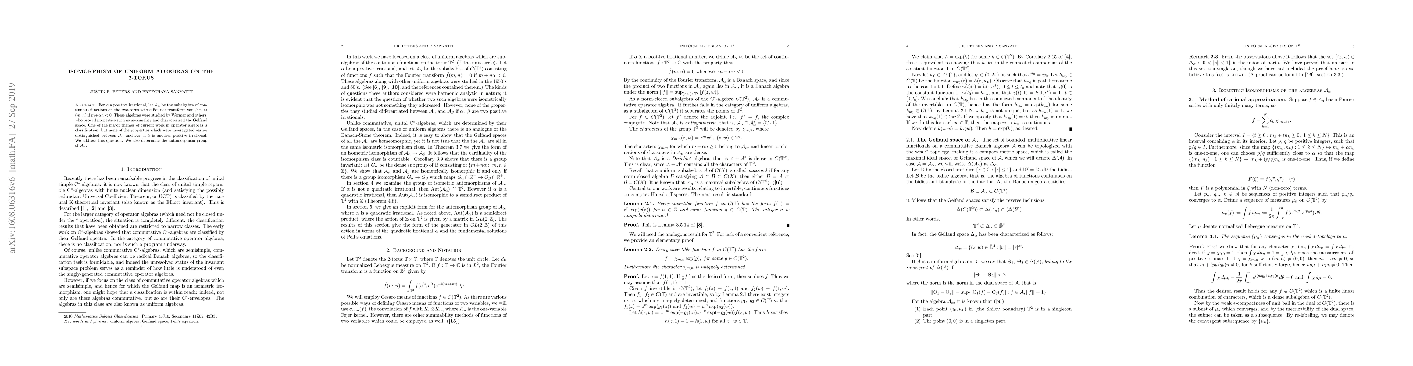 Thumbnail for Isomorphism of uniform algebras on the 2-torus