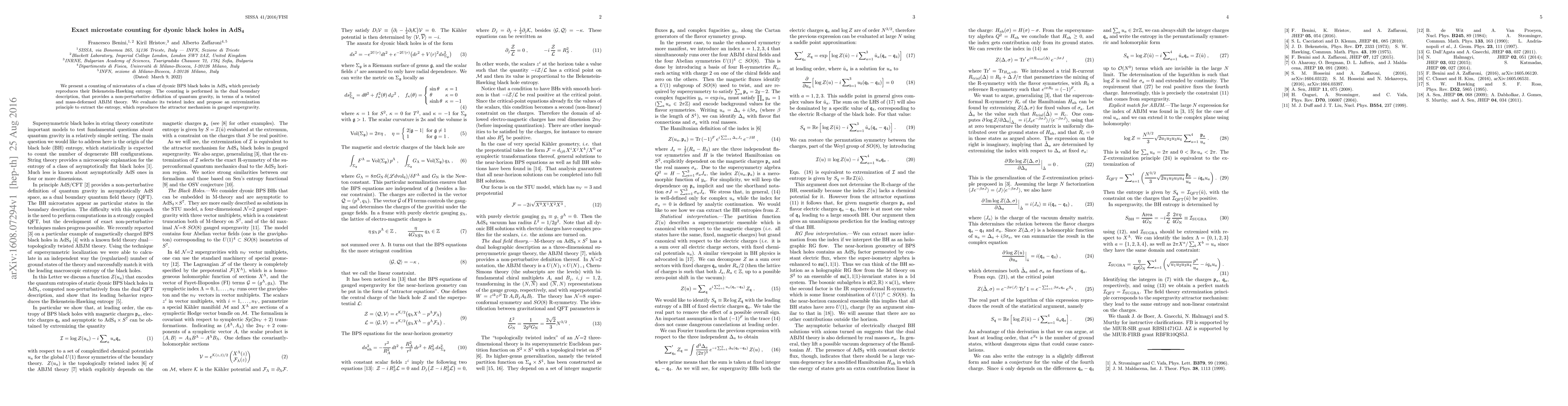 Thumbnail for Exact microstate counting for dyonic black holes in AdS4