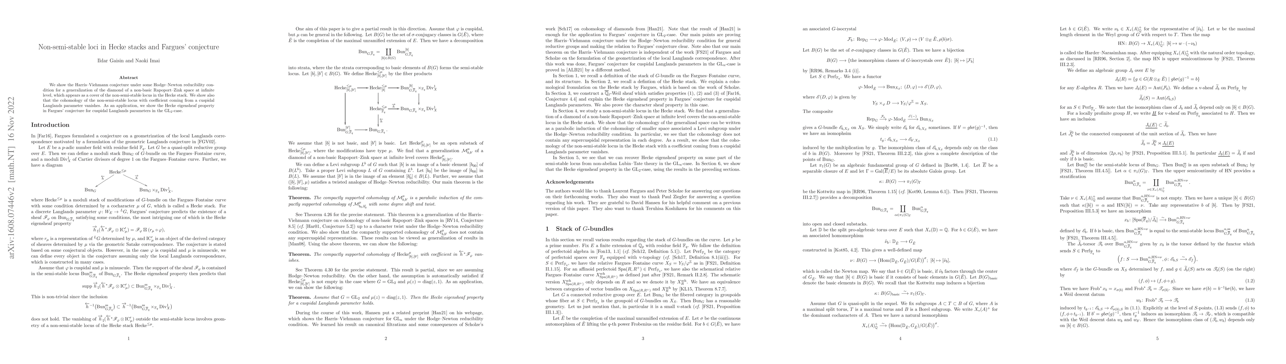 Thumbnail for Non-semi-stable loci in Hecke stacks and Fargues' conjecture