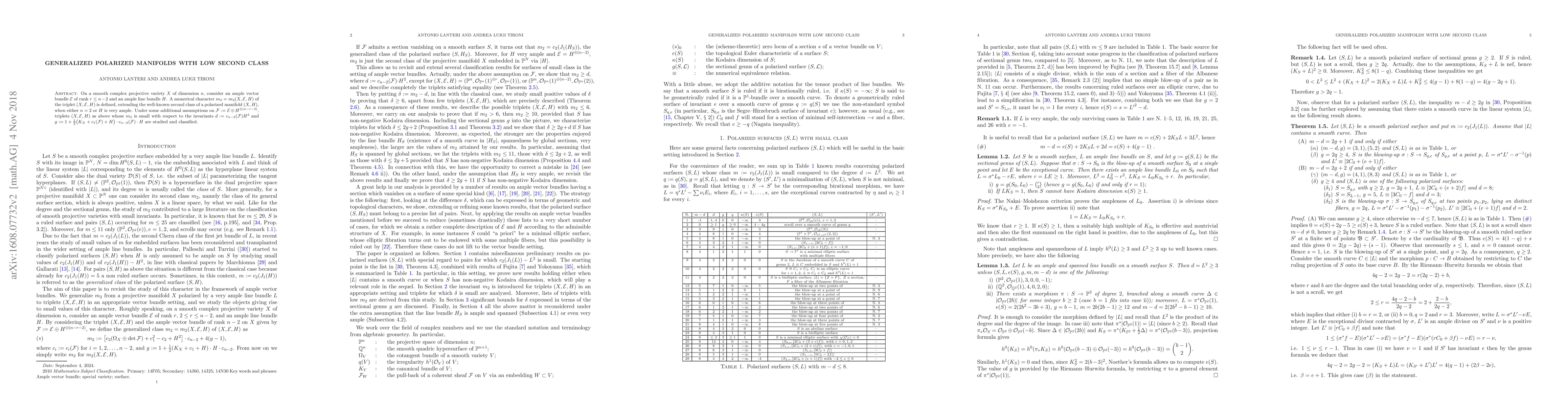 Thumbnail for Generalized polarized manifolds with low second class