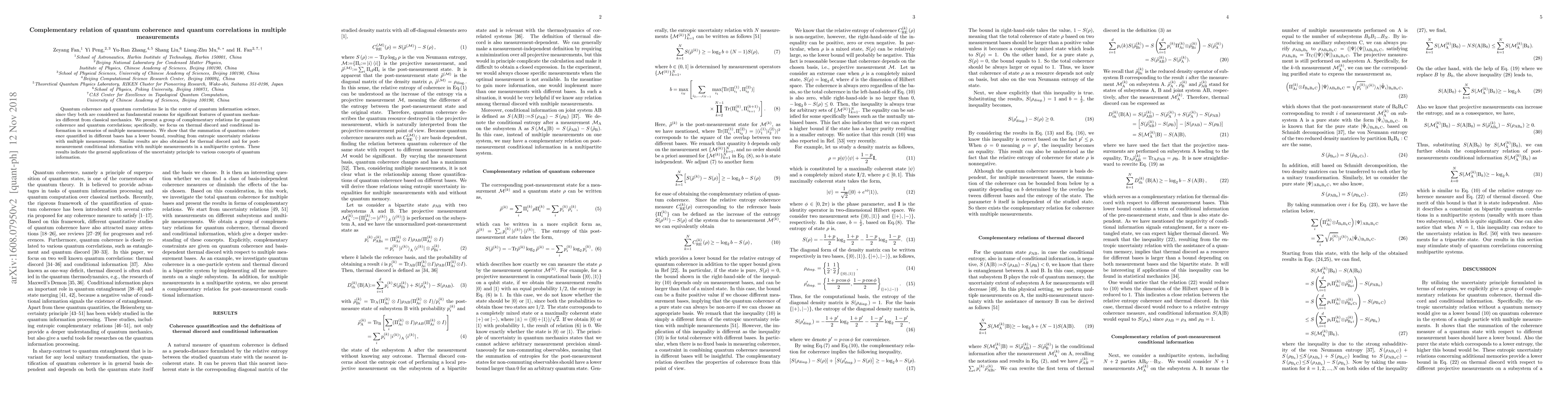 Thumbnail for Complementary relation of quantum coherence and quantum correlations in
  multiple measurements