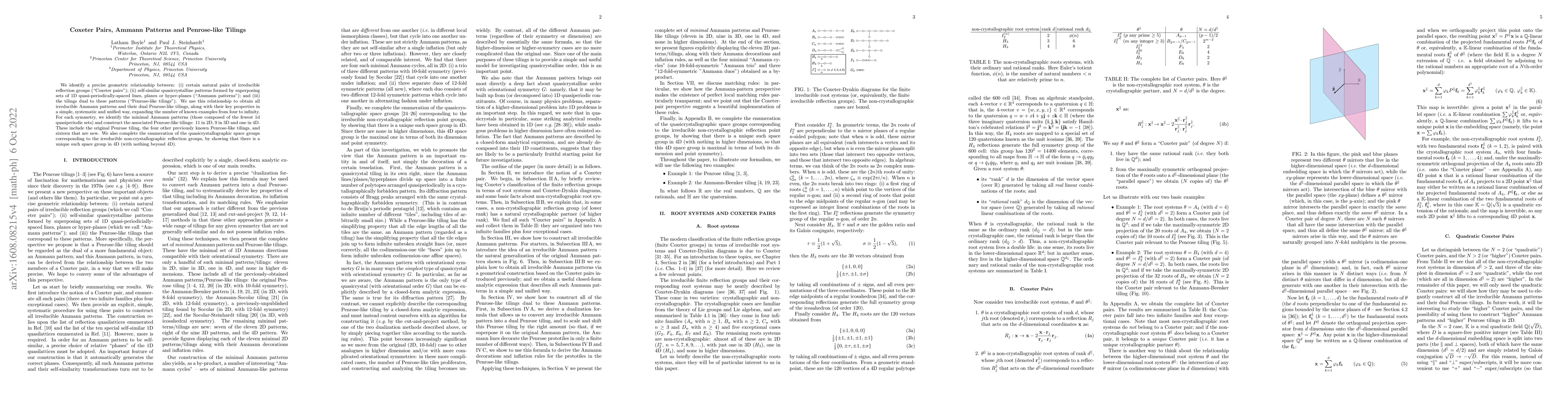 Thumbnail for Coxeter Pairs, Ammann Patterns and Penrose-like Tilings