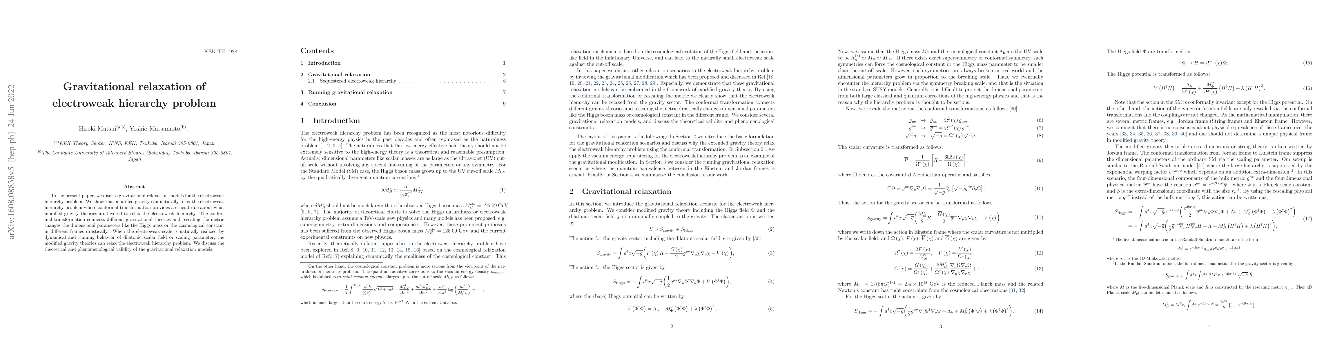 Thumbnail for Gravitational relaxation of electroweak hierarchy problem