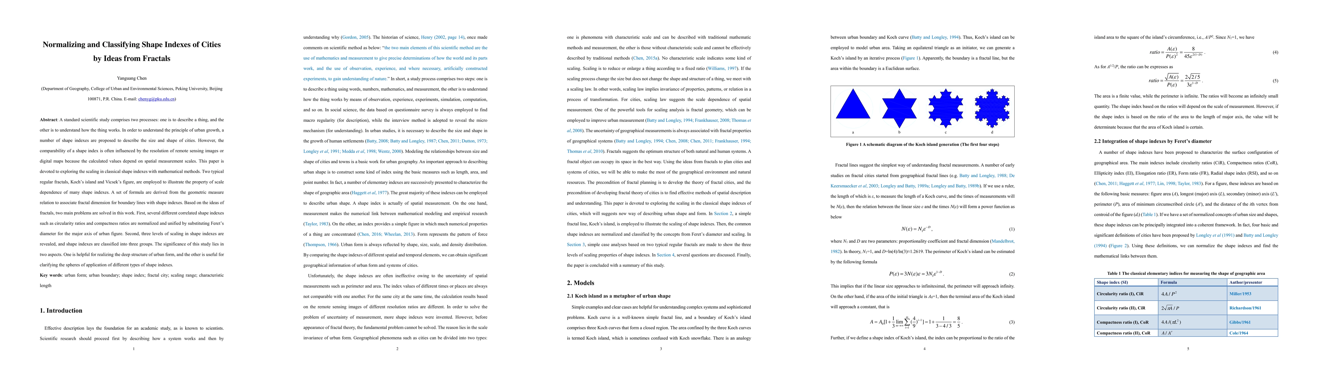 Thumbnail for Normalizing and classifying shape indexes of cities by ideas from
  fractals
