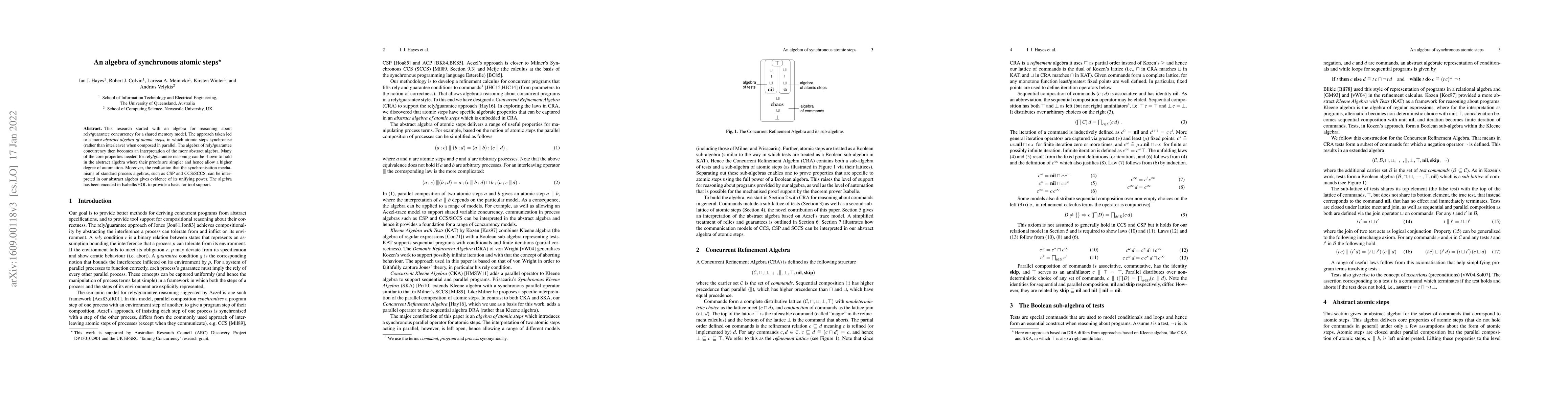 Thumbnail for An algebra of synchronous atomic steps