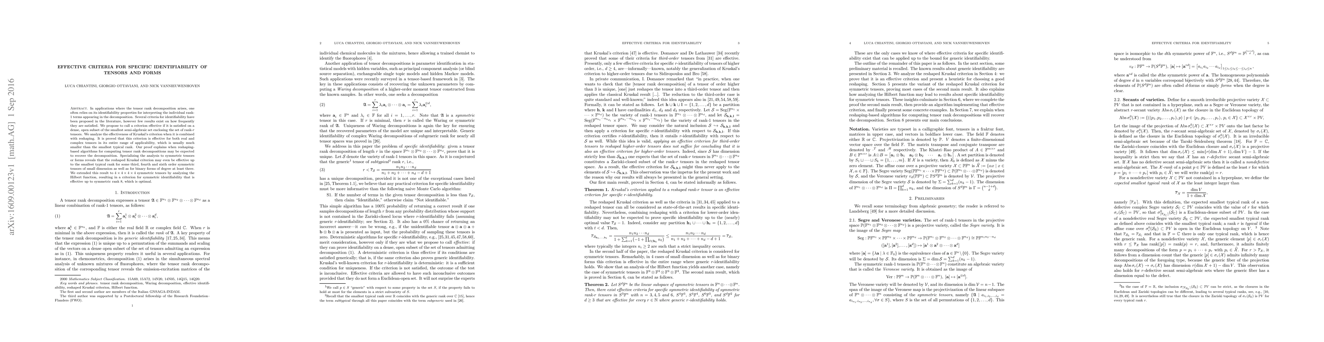 Thumbnail for Effective criteria for specific identifiability of tensors and forms