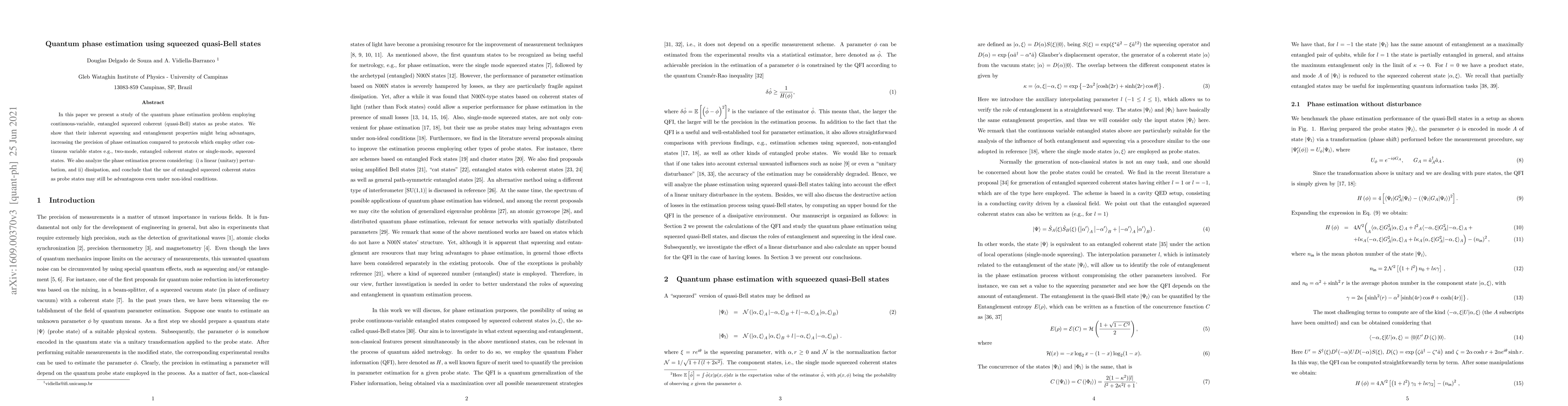 Thumbnail for Quantum phase estimation using squeezed quasi-Bell states