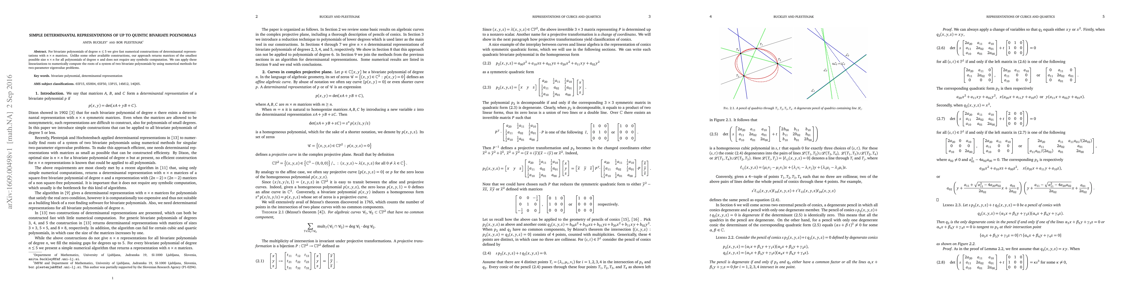 Thumbnail for Simple determinantal representations of up to quintic bivariate
  polynomials