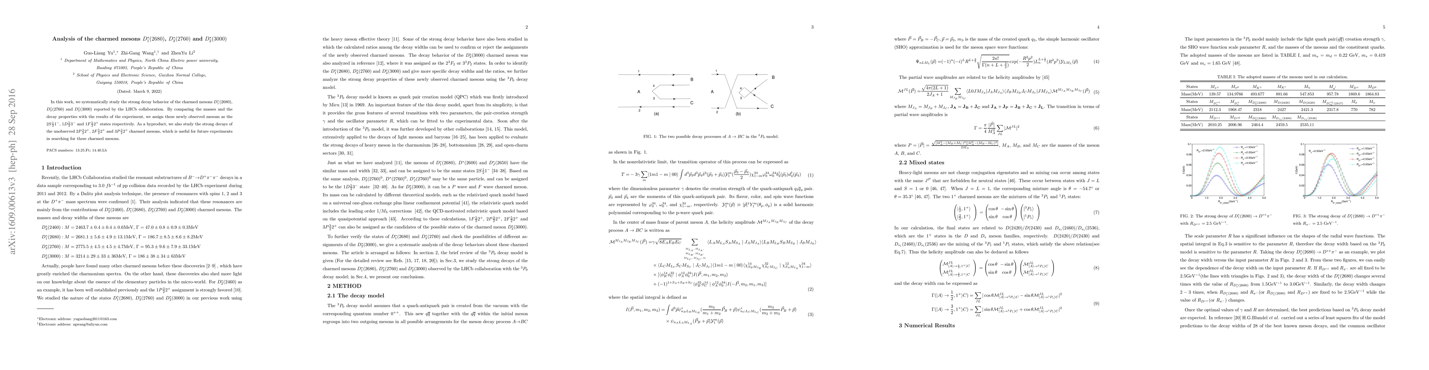 Thumbnail for Analysis of the charmed mesons $D_{1}^{*}(2680)$, $D_{3}^{*}(2760)$ and
  $D_{2}^{*}(3000)$