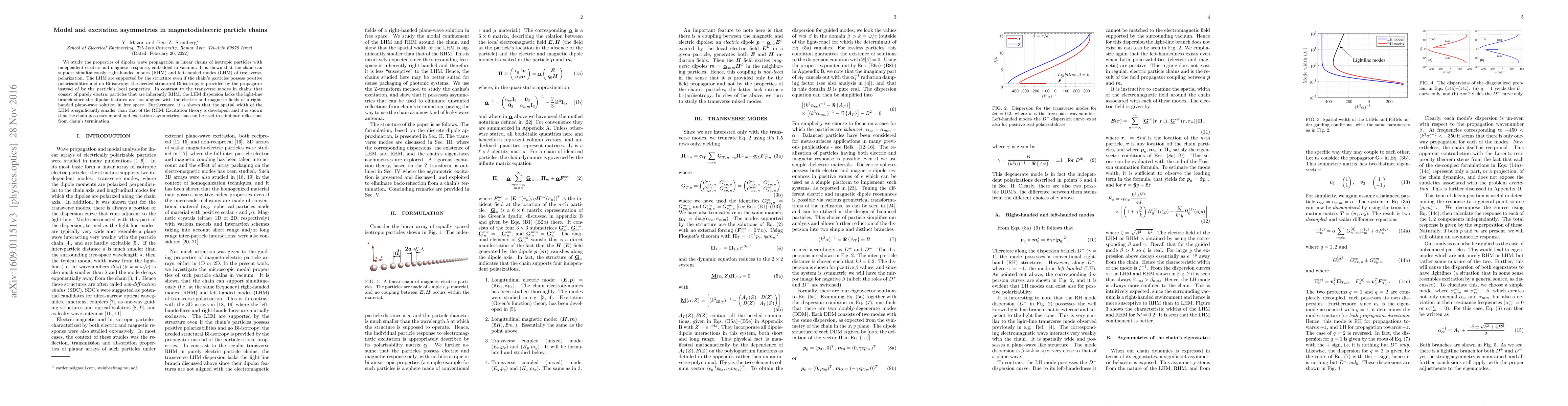 Thumbnail for Modal and excitation asymmetries in magneto-dielectric particle chains