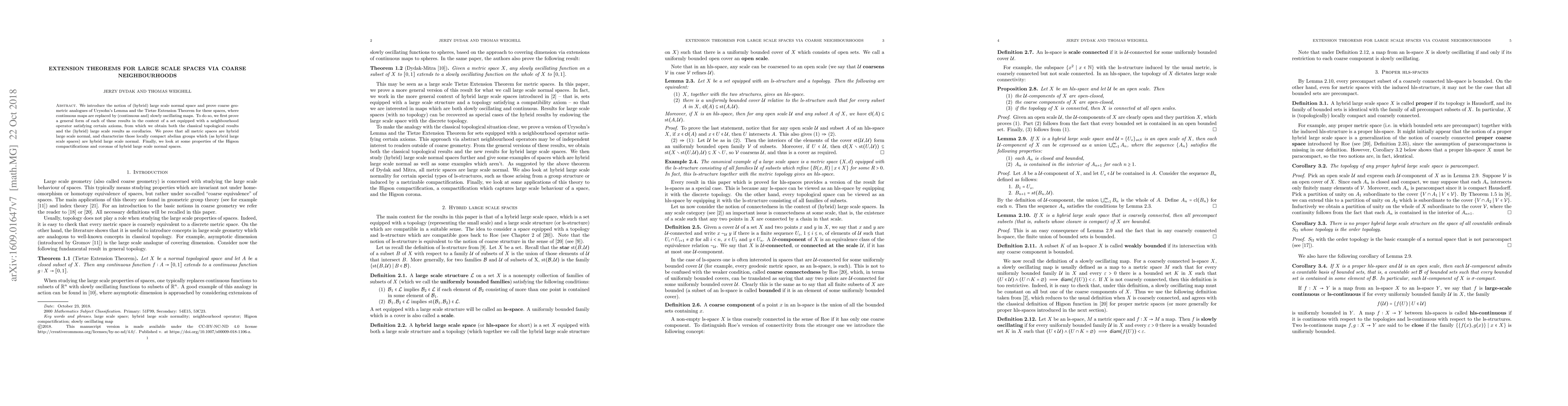 Thumbnail for Extension theorems for large scale spaces via coarse neighbourhoods