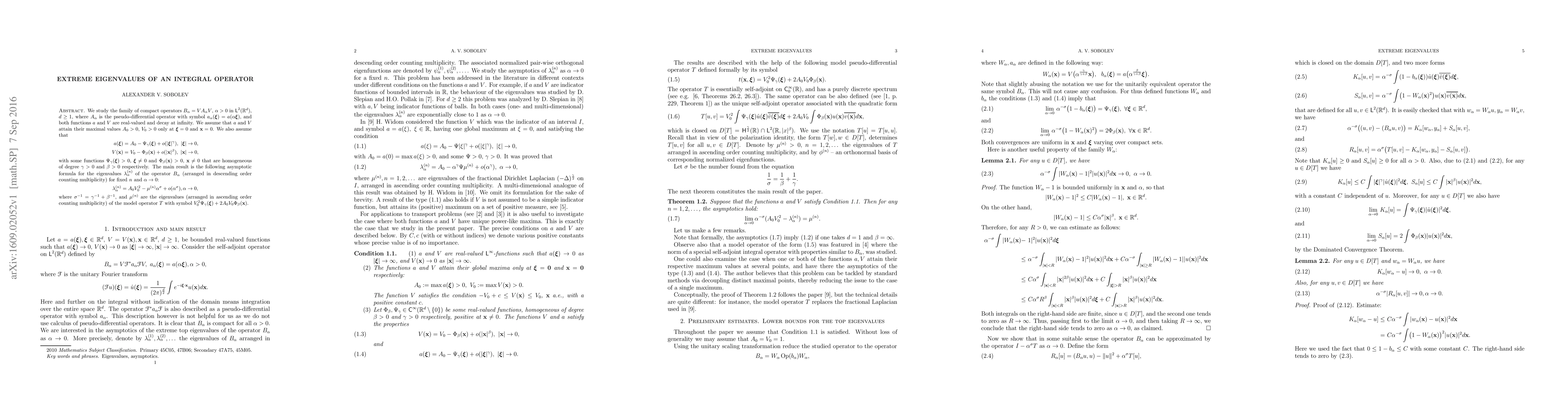 Thumbnail for Extreme eigenvalues of an integral operator