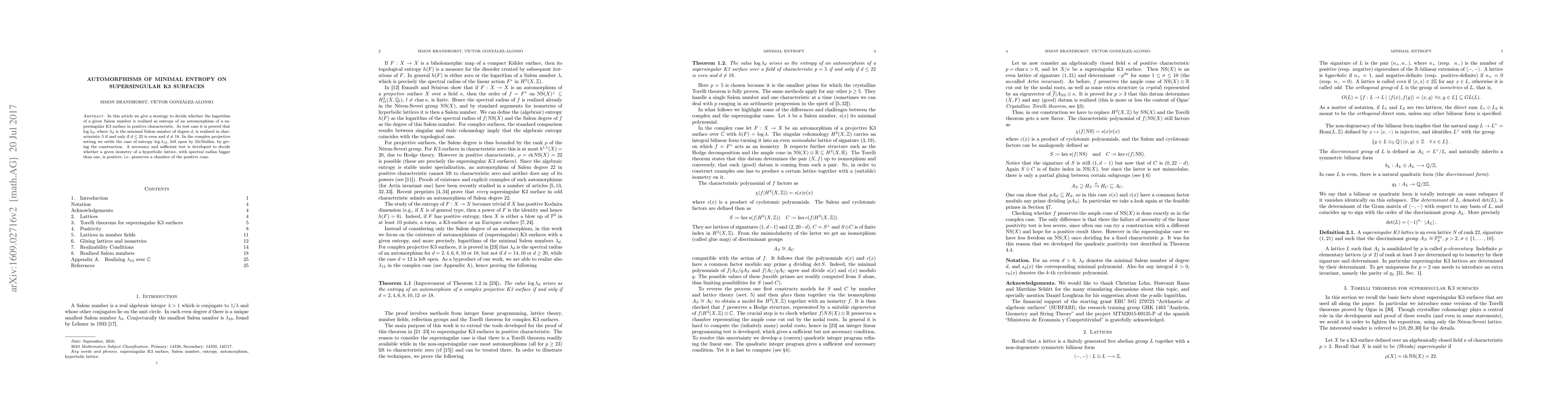 Thumbnail for Automorphisms of minimal entropy on supersingular K3 surfaces