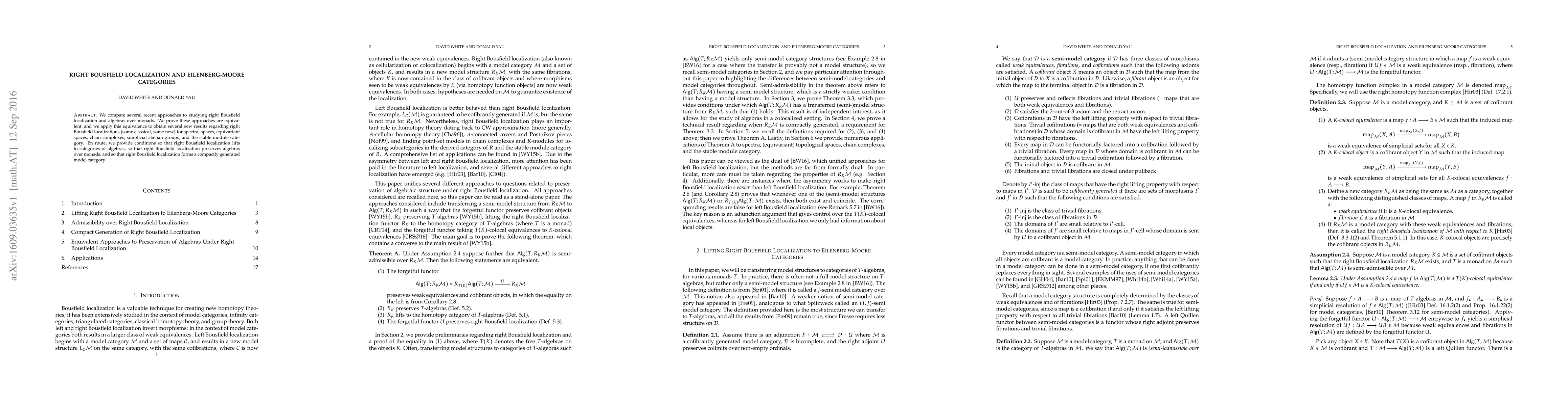 Thumbnail for Right Bousfield Localization and Eilenberg-Moore Categories