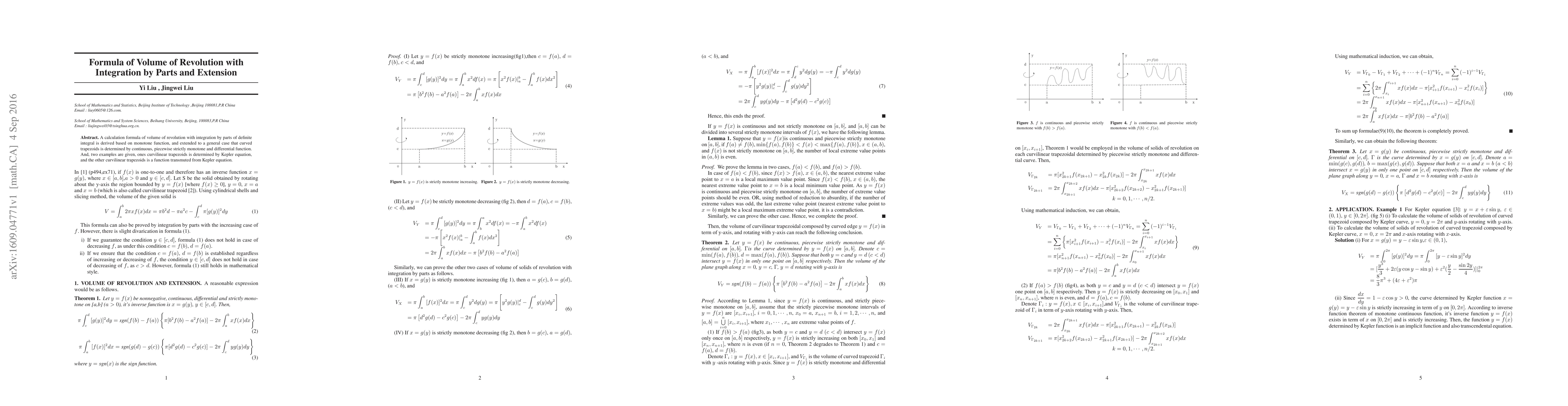 Thumbnail for Formula of Volume of Revolution with Integration by Parts and Extension
