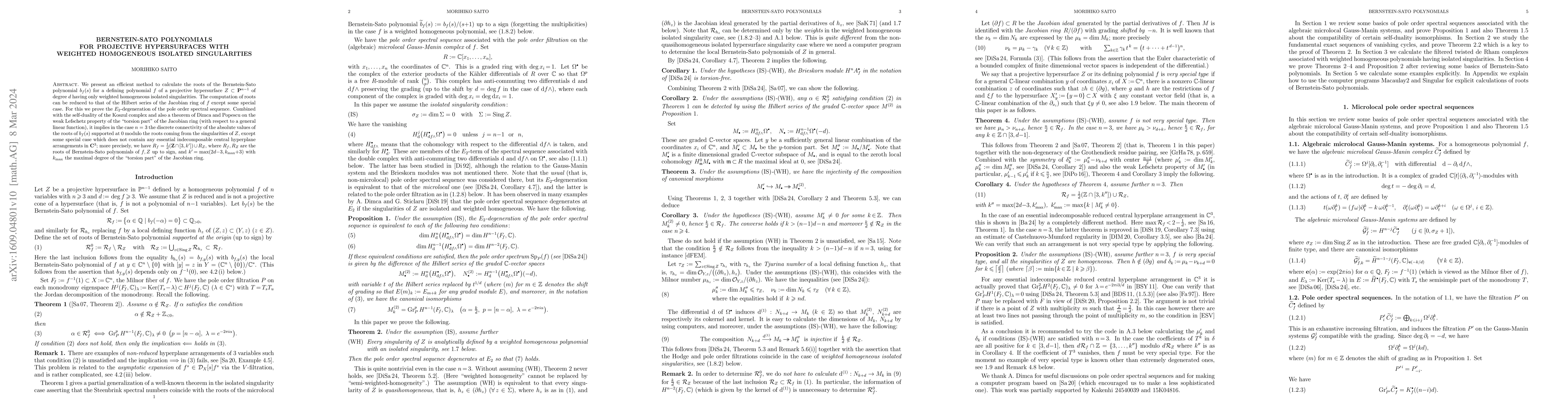 Thumbnail for Bernstein-Sato polynomials for projective hypersurfaces with weighted
  homogeneous isolated singularities
