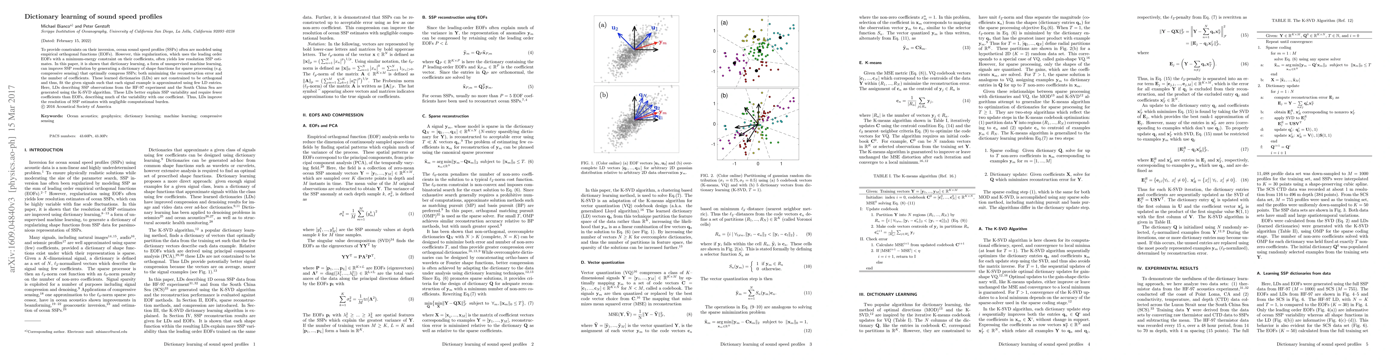 Thumbnail for Dictionary learning of sound speed profiles