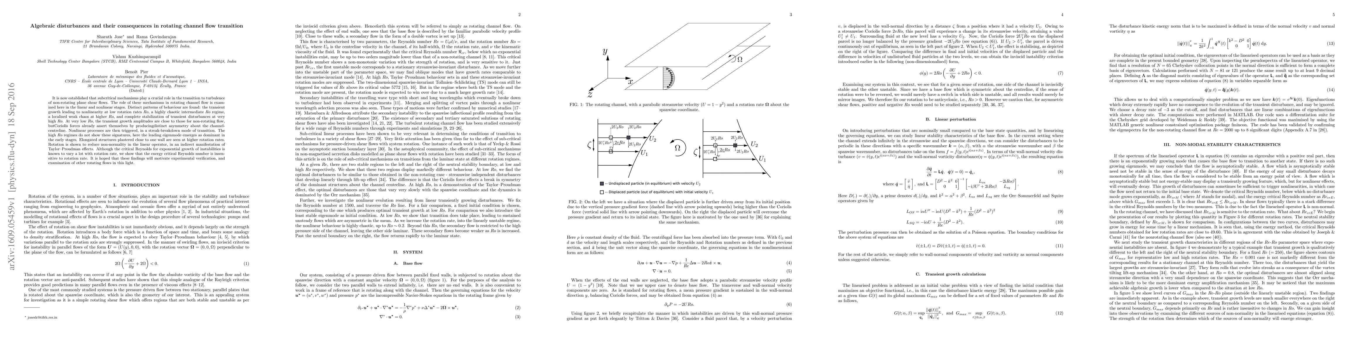 Thumbnail for Algebraic disturbances and their consequences in rotating channel flow
  transition