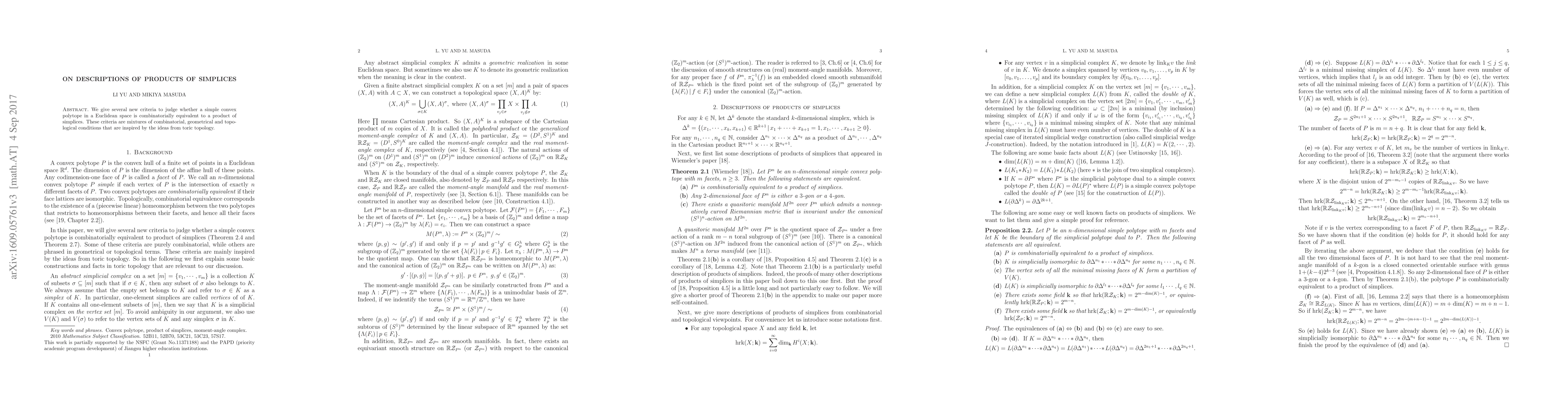 Thumbnail for On descriptions of products of simplices