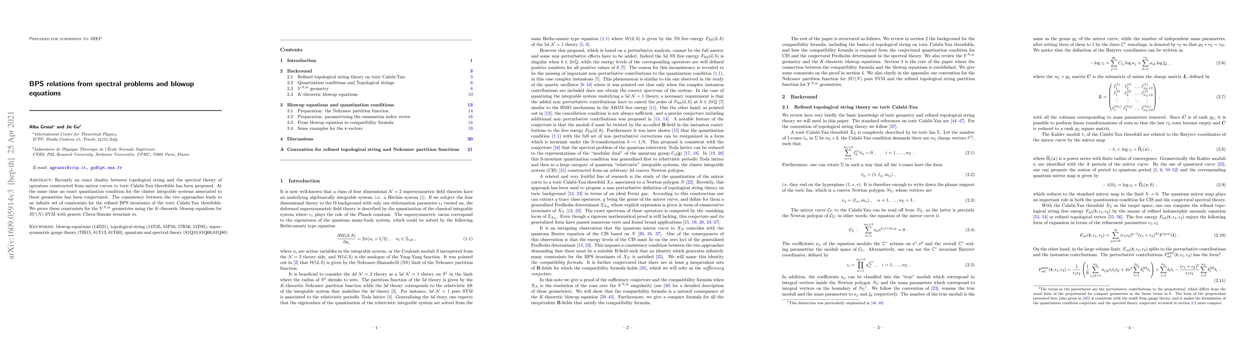 Thumbnail for BPS relations from spectral problems and blowup equations
