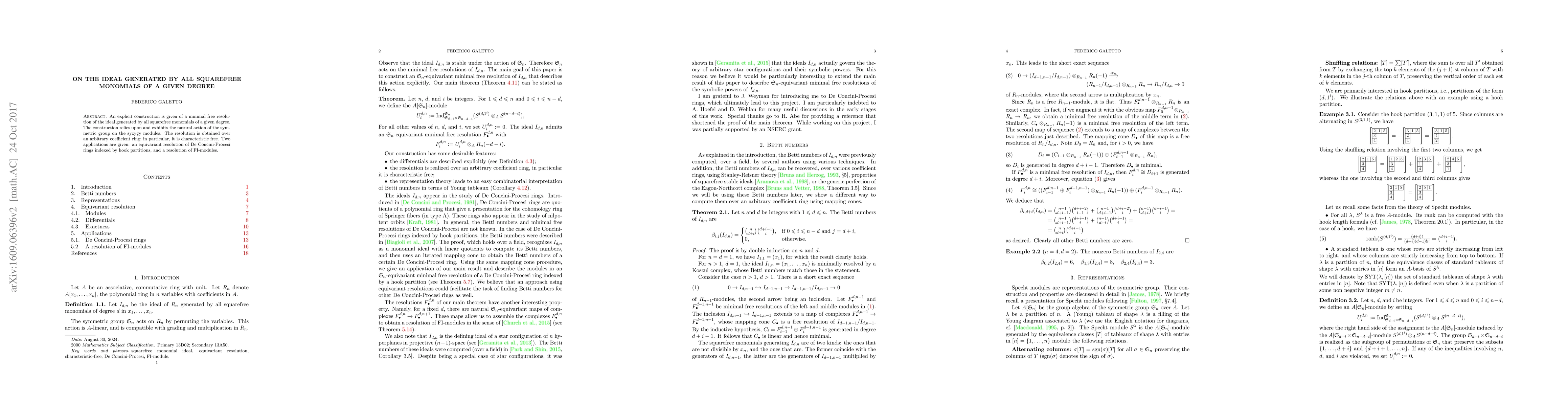 Thumbnail for On the ideal generated by all squarefree monomials of a given degree