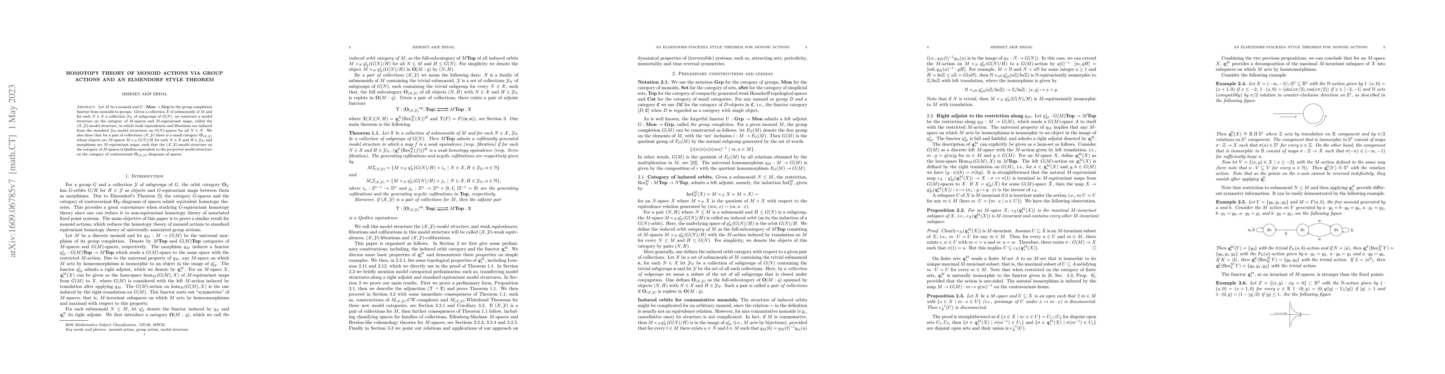 Thumbnail for Homotopy theory of monoid actions via group actions and an Elmendorf
  style theorem