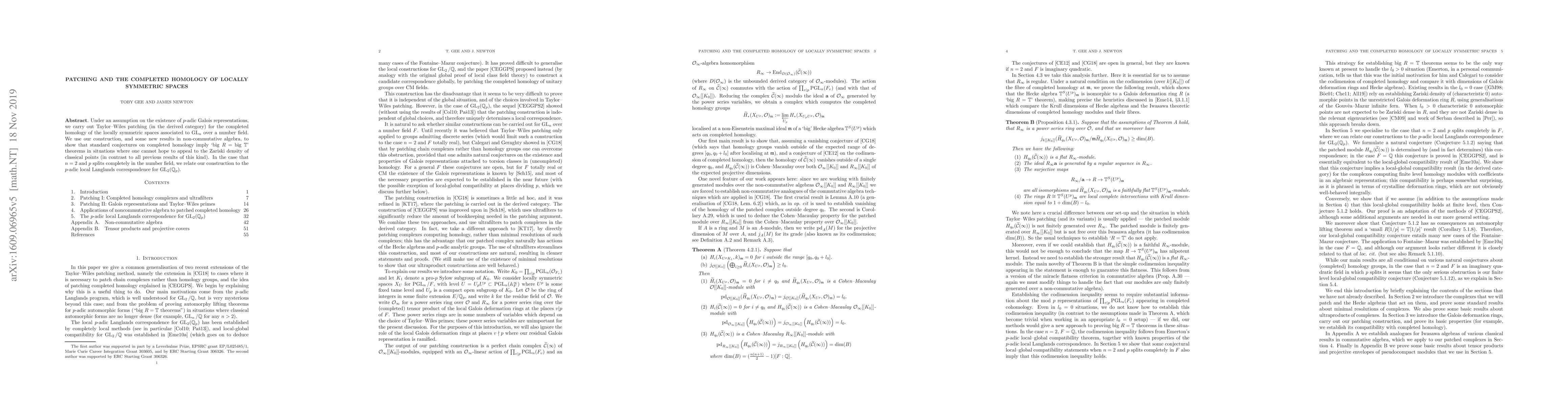 Thumbnail for Patching and the completed homology of locally symmetric spaces