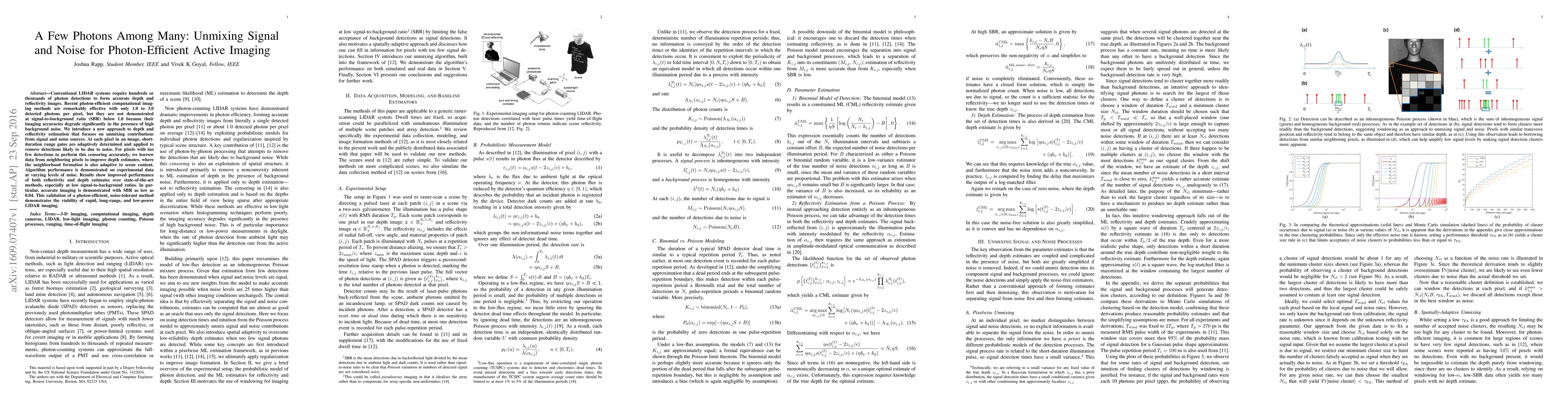 Thumbnail for A Few Photons Among Many: Unmixing Signal and Noise for Photon-Efficient
  Active Imaging