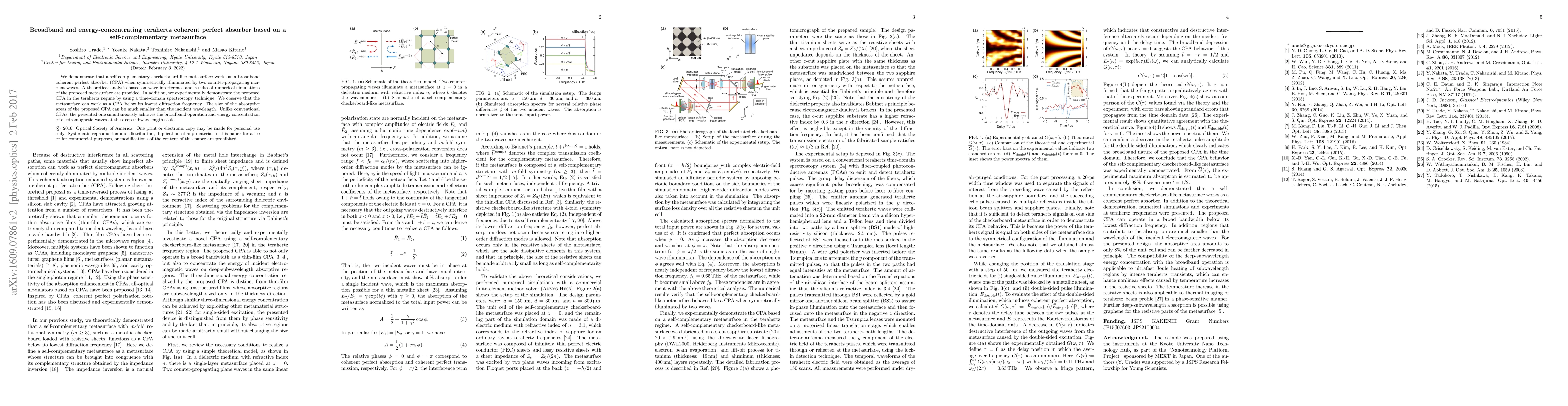Thumbnail for Broadband and energy-concentrating terahertz coherent perfect absorber
  based on a self-complementary metasurface