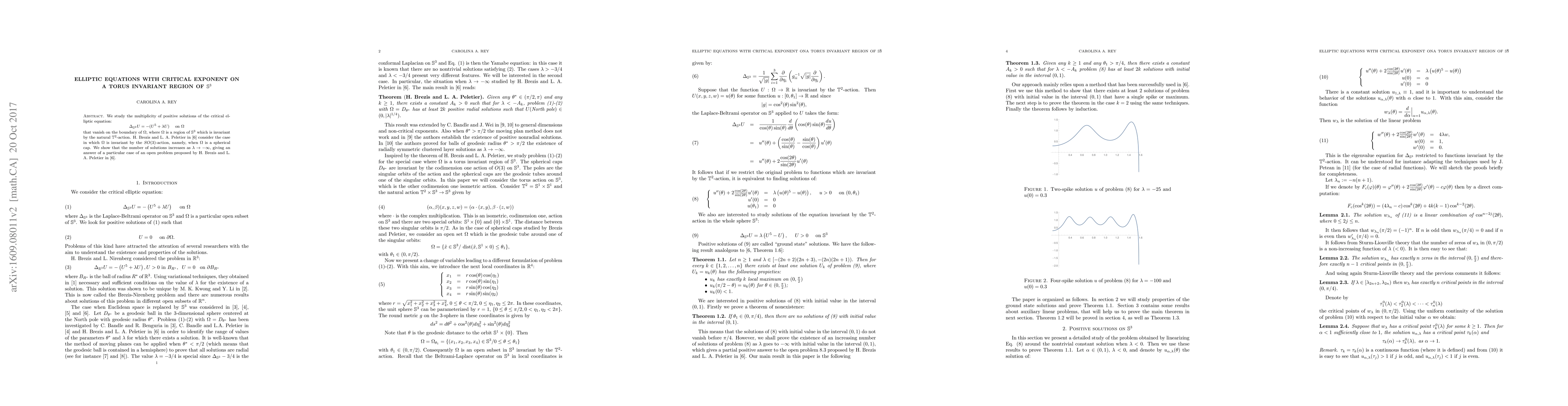 Thumbnail for Elliptic equations with critical exponent on a torus invariant region of
  $S^3$