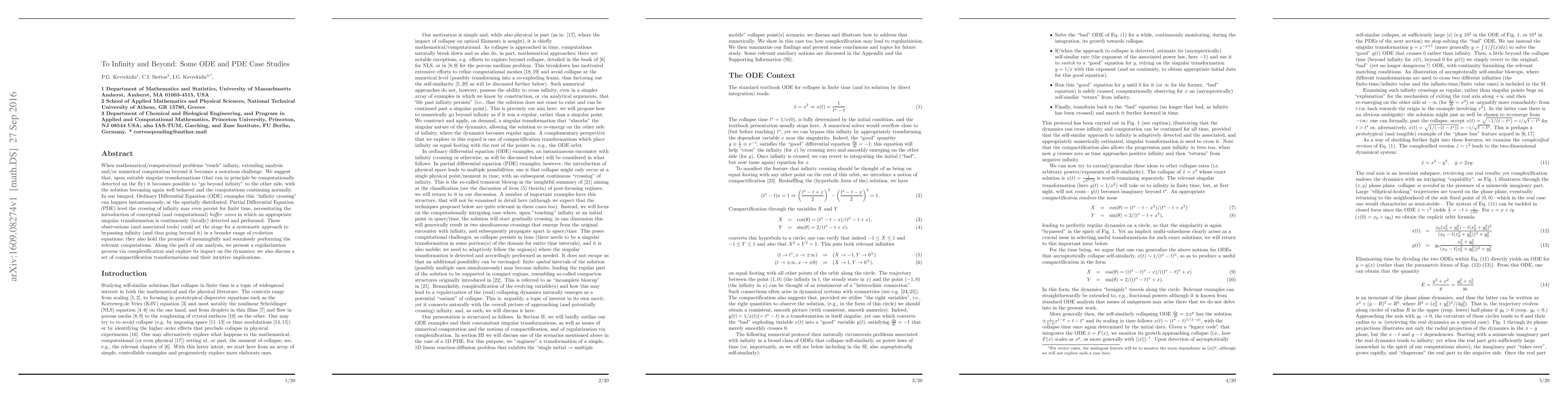 Thumbnail for To Infinity and Beyond: Some ODE and PDE Case Studies
