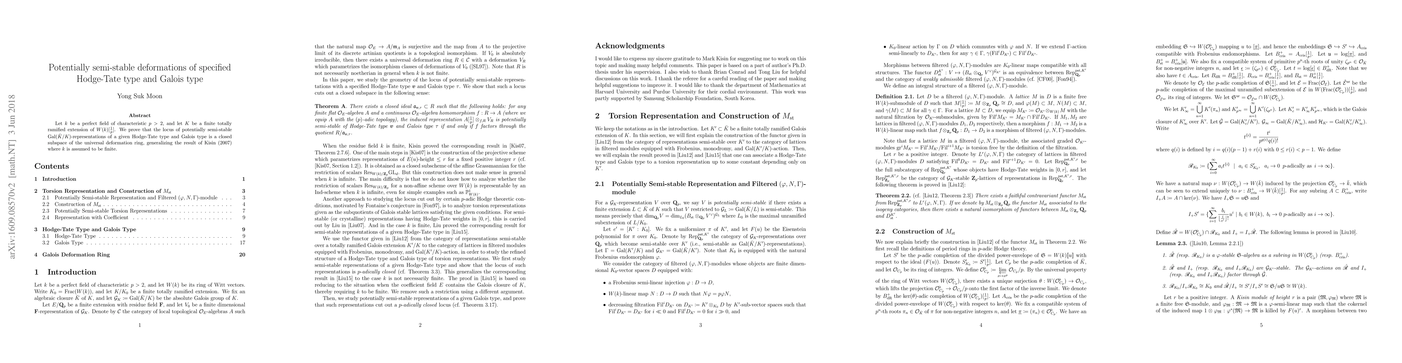 Thumbnail for Potentially semi-stable deformations of specified Hodge-Tate type and
  Galois type