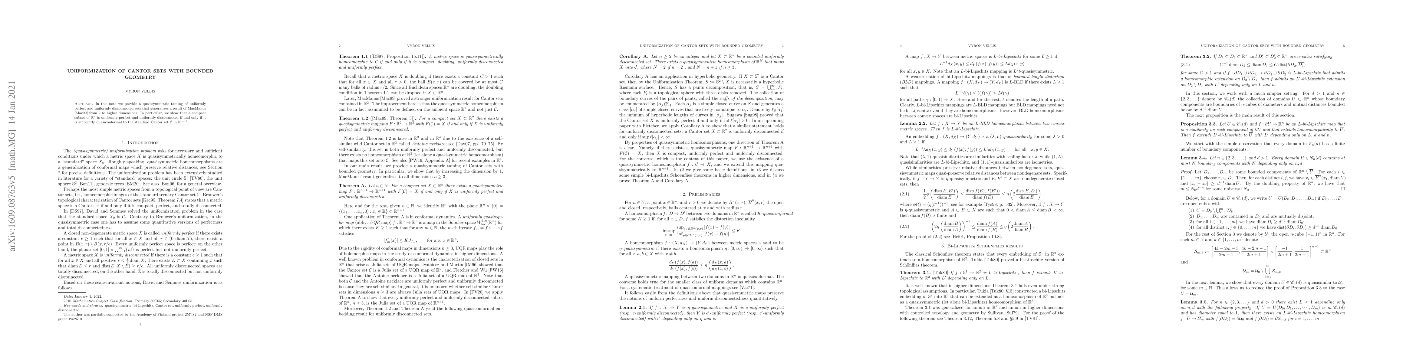 Thumbnail for Uniformization of Cantor sets with bounded geometry