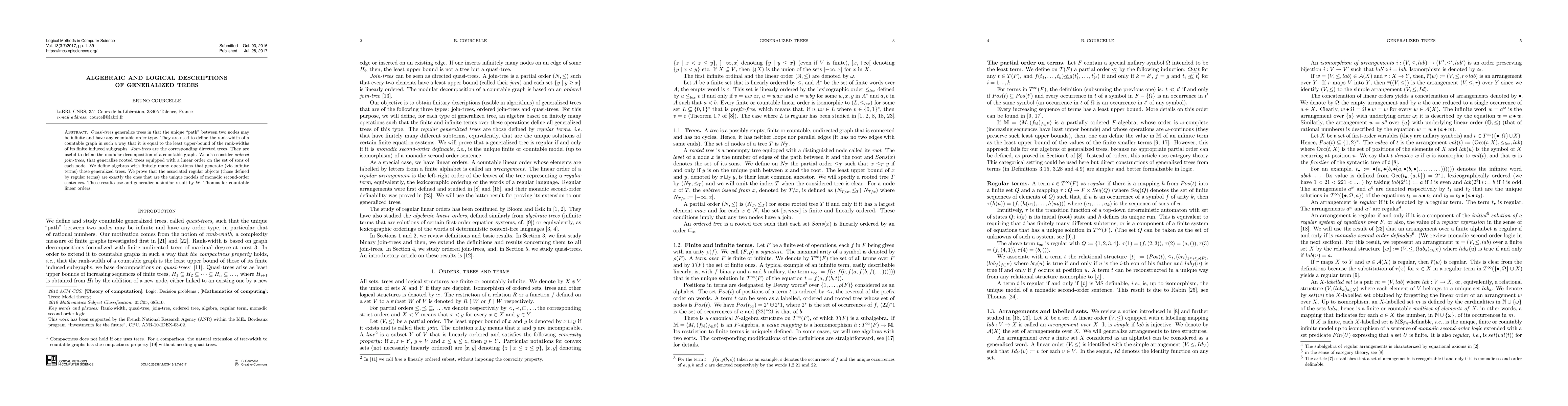 Thumbnail for Algebraic and logical descriptions of generalized trees