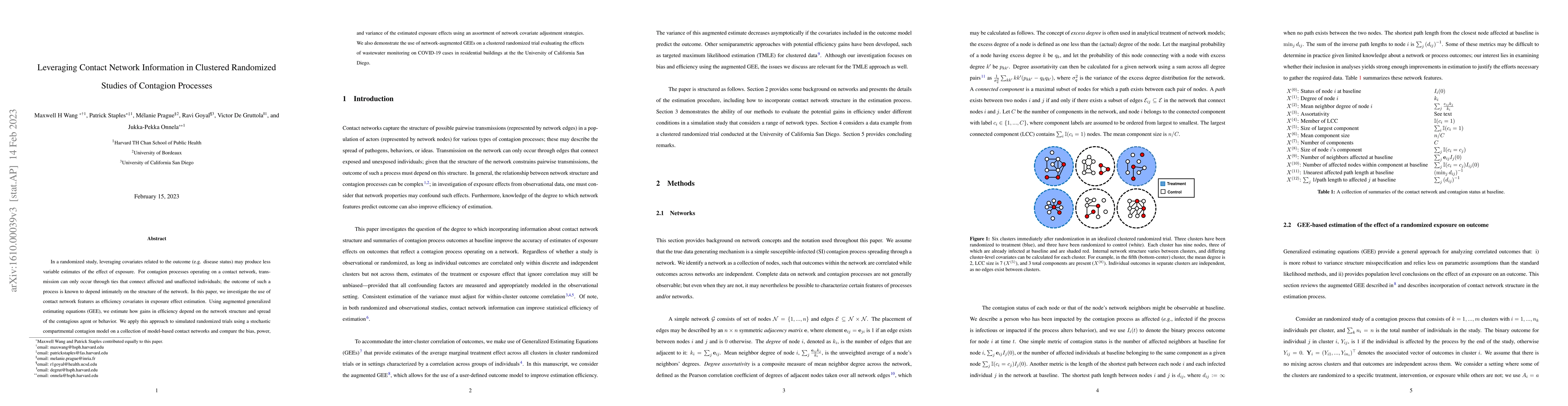 Thumbnail for Leveraging Contact Network Information in Clustered Randomized Studies
  of Contagion Processes