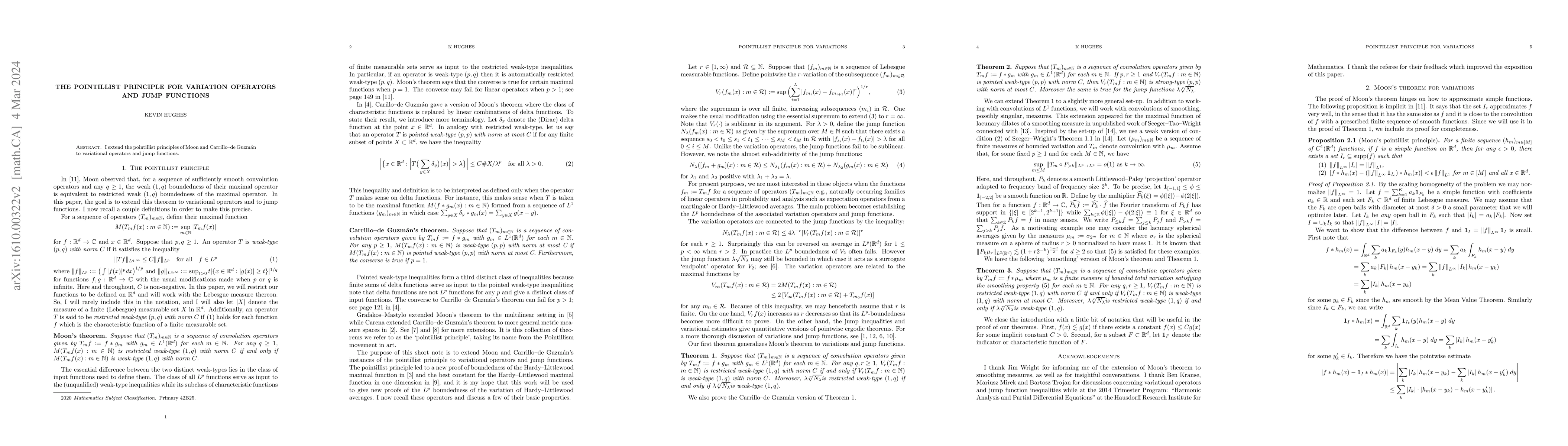 Thumbnail for The Pointillist principle for variation operators and jump functions