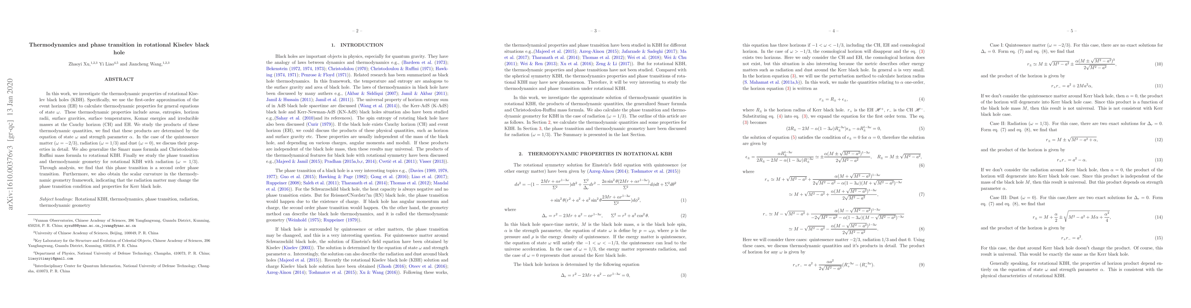 Thumbnail for Thermodynamics and phase transition in rotational Kiselev black hole